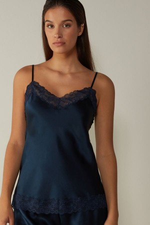 Intimissimi Kanten and Silk Top Blauw | TBEWZ21822